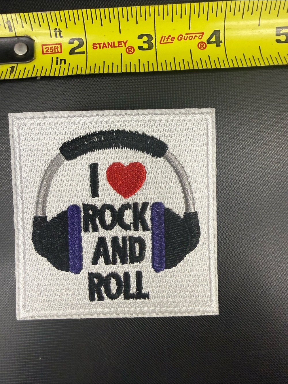 I Love Rock And Roll Embroidered Headphone Patch — Black, Purple, Red